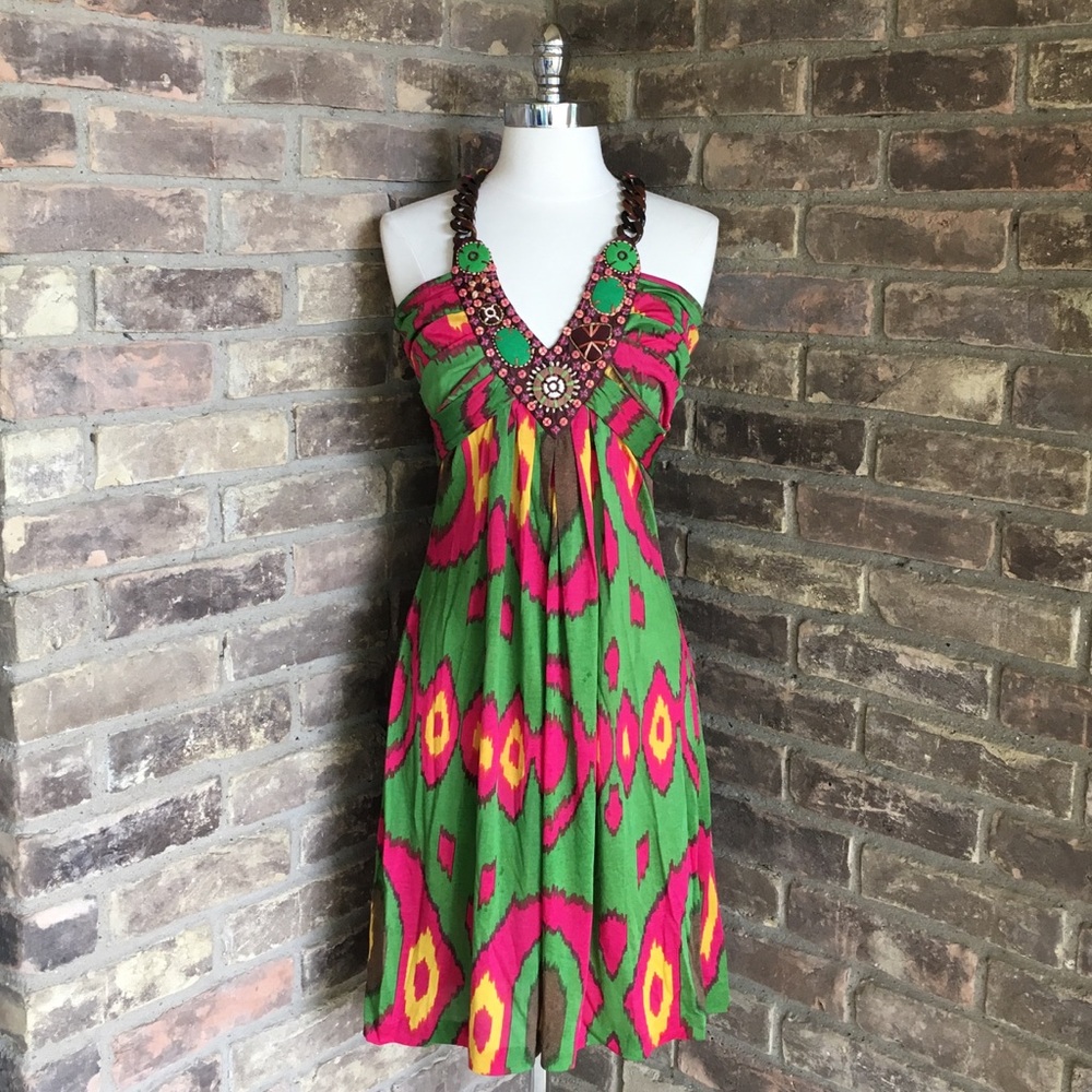 Anthropologie Ranna Gill Beaded Boho Dress M View 2